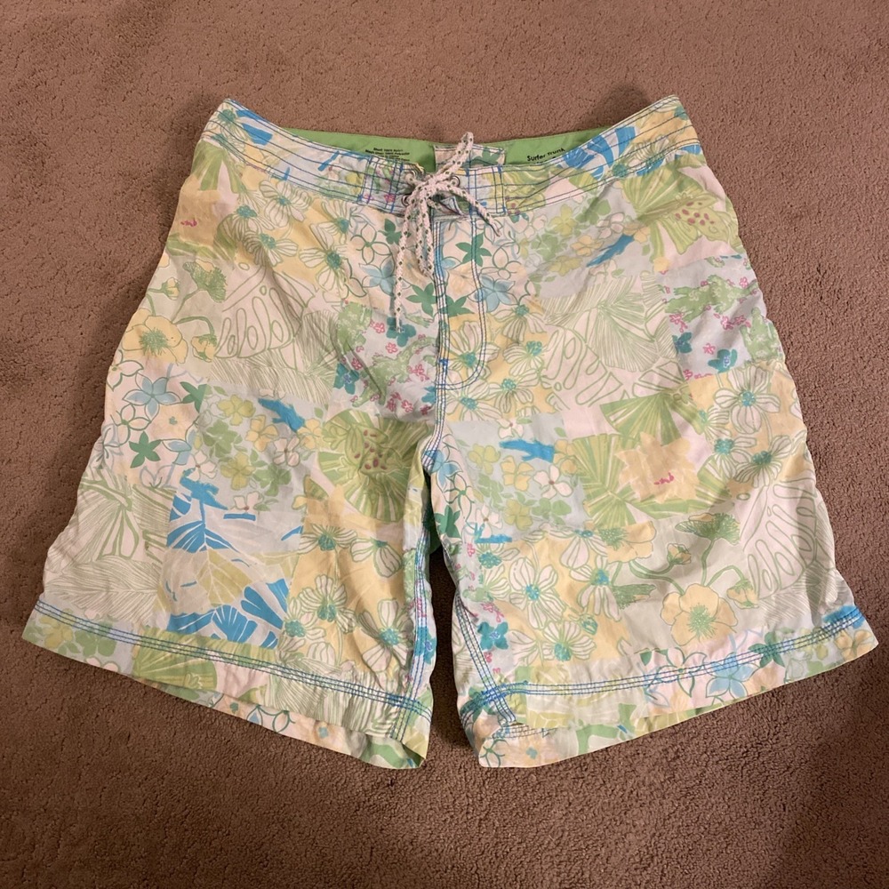 LILLY PULITZER MEN'S FLORAL SURFER TRUNK SWIM SHORTS SIZE 36